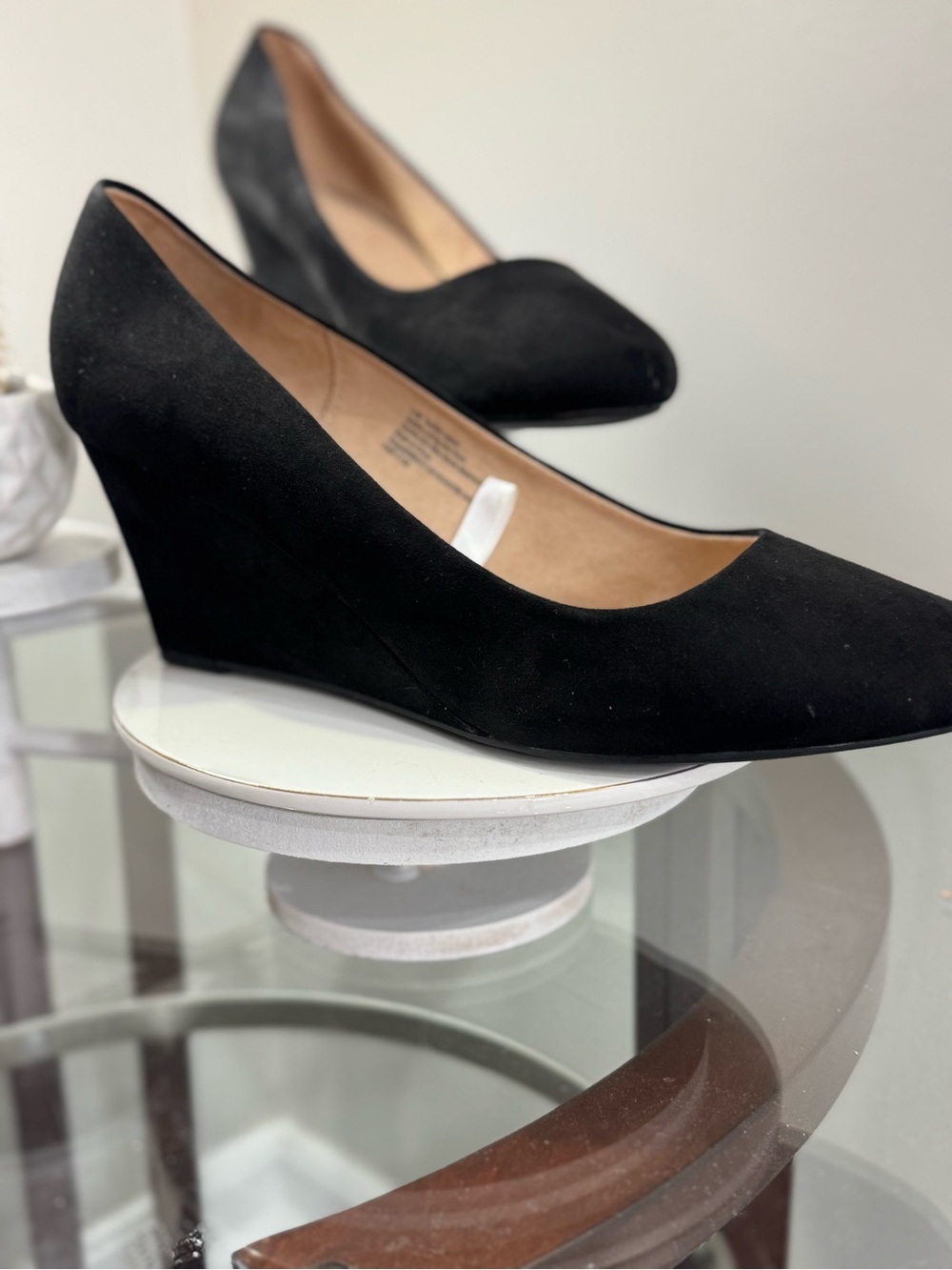 Black Suede Wedge Pumps size 11